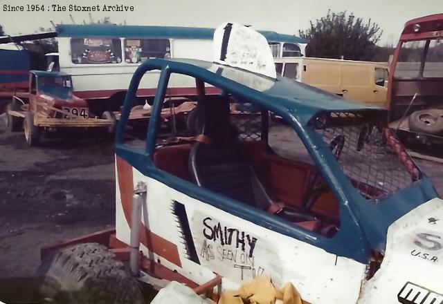 Smithy As Seen On TV - Harry Smith's car at Rochdale, 1984.