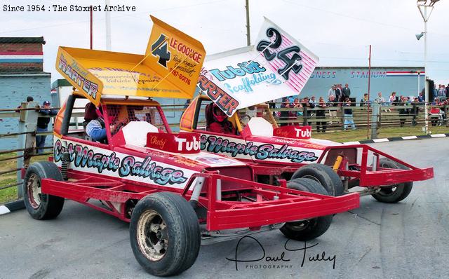 With sister Lisa in a pair of ex-John Lund cars at Skegness in 1993. (Paul Tully photo)