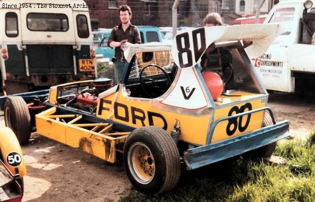 Hartlepool 1981. This car ran a Ford V6, and was fitted with coil-over independant front suspension, with 13