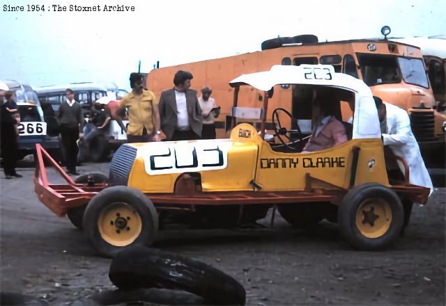 1973 - Self-built chassis and roll cage with Morris 1000 roof panel and fitted with a Buick engine. Car nicknamed by us 