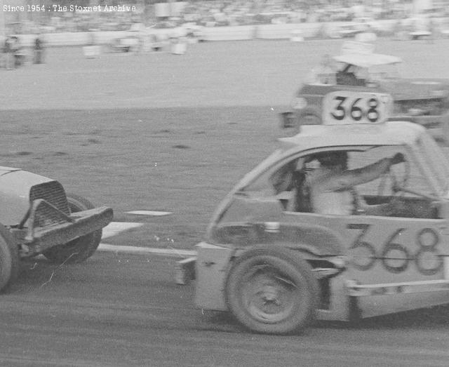 Only half of the spaceframe car is visible in this photo from Belle Vue in 1968. (John Nolan photo)